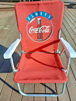 Vintage " Always Coca - Cola " Metal And Cloth Lawn Chair