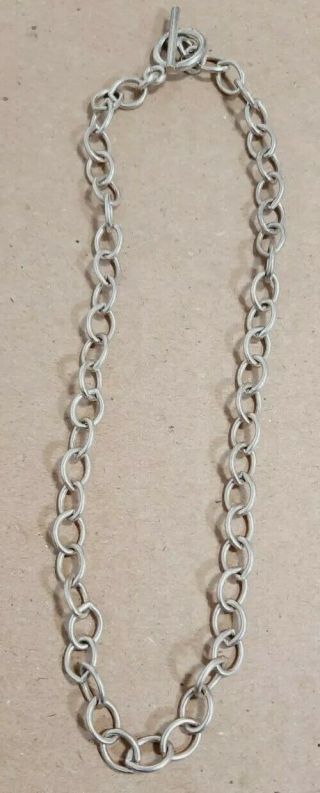 Vintage Sterling Silver 925 Chain Link Necklace With Toggle - 16 1/2 " Long