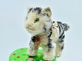 Vintage Steiff Mohair Tabby Cat 10 Cm 1310,  0 Button Chesttag Glasseyes Antique