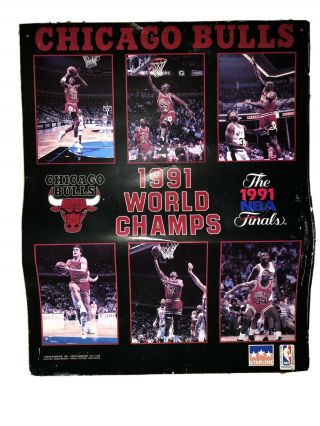 Michael Jordan Chicago Bulls 1991 Nba Champs Vintage Starline Poster 16 X 20