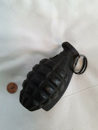 Vintage Cast Iron Toy Hand Grenade Paperweight