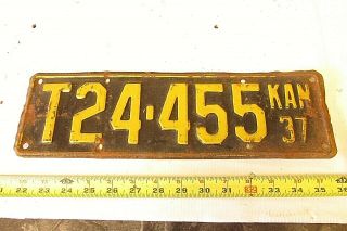 Old Antique Kansas 1937 License Plate Tag Truck