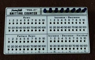 Vintage Susan Bates Peg - It Knitting Counter With Instruction Sheet And 8 Pegs