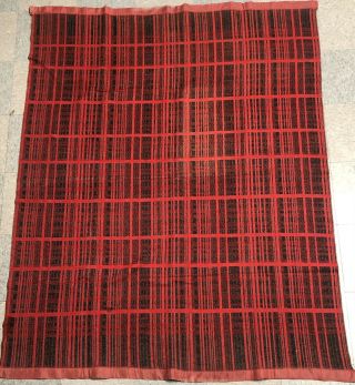 Vintage Red And Black Plaid 100 Wool Blanket