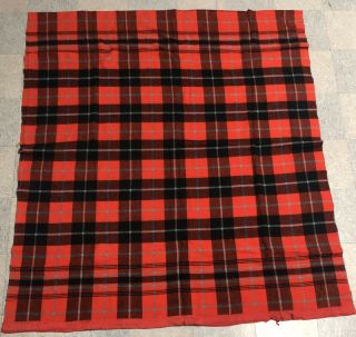 Vintage Red And Black Plaid 100 Wool Extra Long Blanket