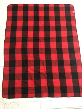 Vintage Black And Red Buffalo Plaid 100 Wool Blanket