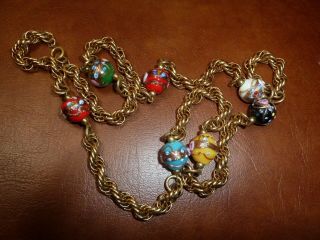 Vintage Murano Glass Bead Wedding Cake Necklace Jewelry Valentine Gift