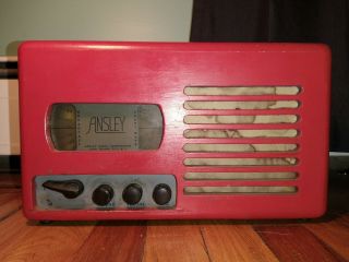 Vintage Ansley Tube Radio Am / Sw Shortwave Antique Wood Powers On Rare