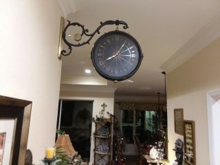 Bombay Company Winthrop Train Station Double Sided Wall Clock 16 ".  Rare Find