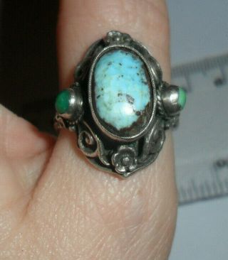Vintage Jewellery Antique Arts And Crafts Silver Turquoise Ring Zoltan White