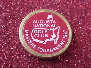 Augusta National Golf Club Masters 1987 Tournament Brass Nub Stemmed Ball Marker