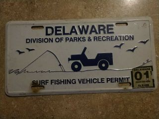 2001 Delaware Surf Fishing Permit License Plate Tag