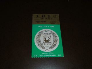 1986 Cotton Bowl Football Ticket Stub Texas A&m Vs Auburn Bo Jackson Last Game