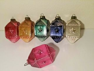 6 Very Rare Antique Blown Glass Christmas Ornaments - Made In Us Of A - No Dmg.