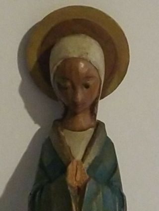 Vintage Madonna Virgin Mary Hand Carved Wooden Statue Figurine 6 1/2 " Lovely