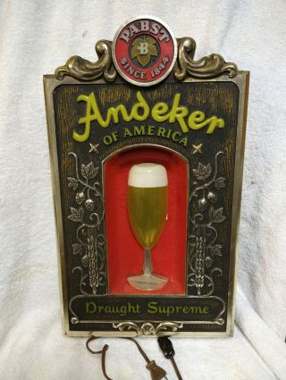 Vintage Andeker Pabst Draught Supreme Lighted Beer Sign
