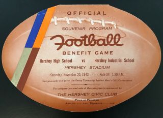1943 Hershey High Vs Hershey Industrial School Football Program Chocolate Pa