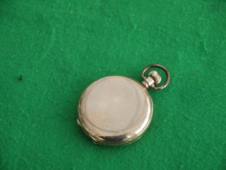 QUALITY ANTIQUE GOLD PLATED HALF HUNTER POCKET WATCH ENAMEL & SECOND HAND 2