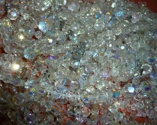 Vintage Part Strung & Loose Aurora Borealis Crystal Beads - 700g 3