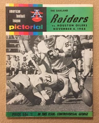 Oakland Raiders 1966 Coliseum Afl Game Program Houston Oilers Vtg Tough