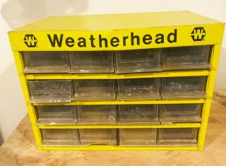 Vintage Weatherhead Yellow Metal Storage Cabinet 16 Drawer Small Parts Cabinet