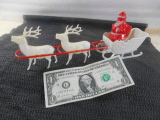 Vintage Hard Plastic Santa Claus Sleigh & Reindeer Candy Container 12 " Irwin