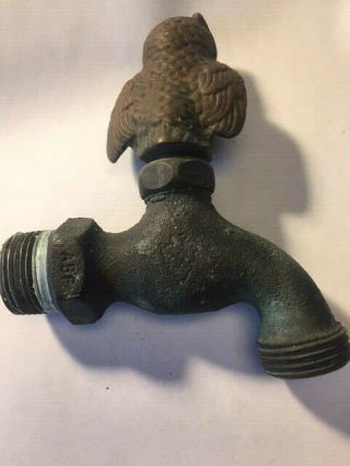 Vintage Solid Arrowhead Brass Garden Tap Faucet Spigot OWL Bird MADE IN USA 3