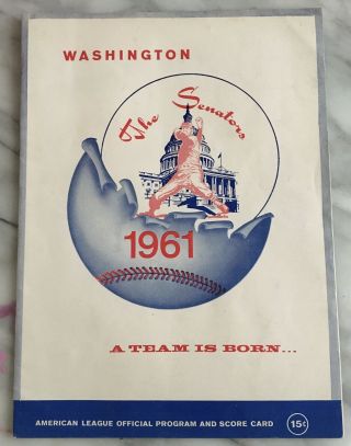1961 Washington Senators Vs La Angels Baseball Program Advertising Signed