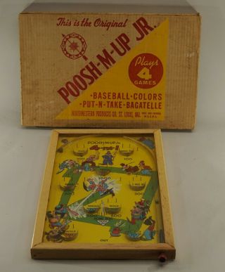 Vintage Poosh - M - Up Jr.  Baseball Etc.  Bagatelle Game