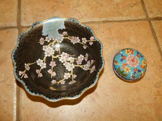 Vtg Chinese Cloisonne Bowl And Trinket / Jewelry Box