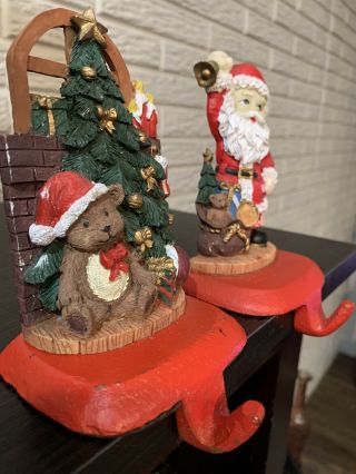 2 Vintage Christmas Cast Iron Mantle Stocking Holder’s Hanger’s 2