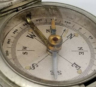 Antique Vintage World War Ii Pocket Watch Type Compass Jeweled Radioactive