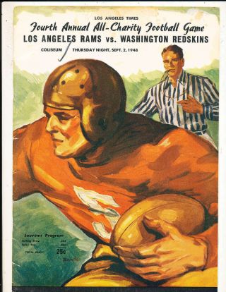 9/2 1948 Los Angeles Rams Vs Washington Redskins Football Program