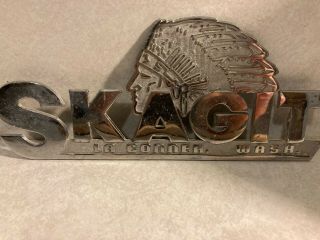 Cool & Vintage Indianhead Skagit Set Of Metal Boat Emblems From Laconner Wash -