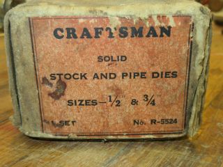 Vintage Craftsman Stock And Pipe Dies 1/2 " & 3/4 " No.  R - 5524