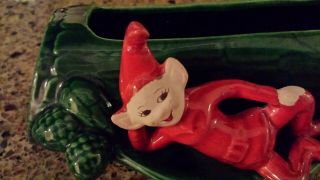Vintage Treasure Craft Red Pixie Elf Gnome Leprechaun Limb Planter Christmas