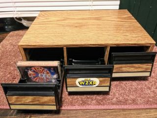 Vintage 3 Drawer 42 Cassette Tape Storage Case,  1996 Aerosmith Tape Faux Wood