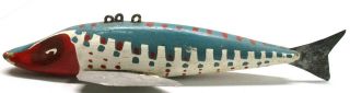 1950s Red White & Blue Pike Folk Art Fish Spearing Decoy Ice Fishing Lure
