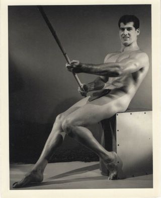 Gay: Vintage 1950s Nude Male Stamped Bruce Of La 4x5 Photo Guy With Huge Pole J1