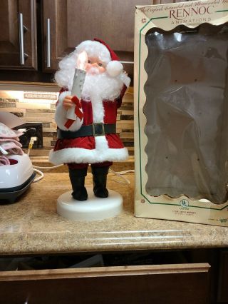 Vintage Rennoc 24 " Animated & Motionette Santa Claus With Candle.