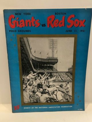 June 11,  1951 Program,  York Giants Vs Boston Red Sox,  Mays And Di Maggio