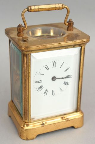 Antique Circa 1890s,  Waterbury Gilt Bronze Carriage Repeater Clock,