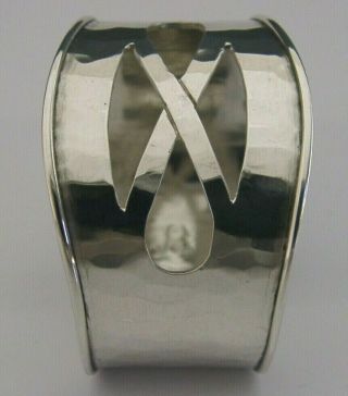 ENGLISH ARTS & CRAFTS STERLING SILVER NAPKIN RING PLANNISHED HAND MADE 1975 3