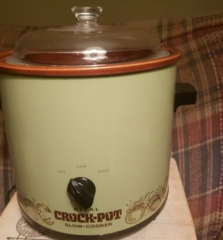 Rival Crock Pot Slow Cooker Stoneware 3100/2L 3.  5 Qt.  Made in USA Vintage Gold 2
