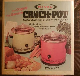 Rival Crock Pot Slow Cooker Stoneware 3100/2L 3.  5 Qt.  Made in USA Vintage Gold 3