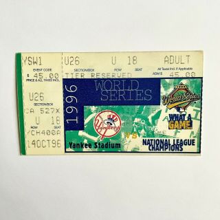 1996 World Series Game 1 Ticket Stub Derek Jeter Ws Debut Yankees Braves