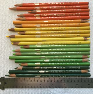 Vintage Eagle Prismacolor Art Pencils - 21 Green Yellow & Orange
