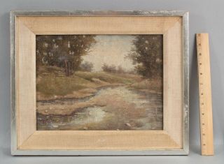 Antique C1900 American Impressionist River Landscape Oil Painting,  Nr