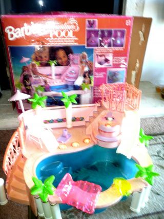 Vintage 1993 Barbie Fountain Pool Lights & Fountain And