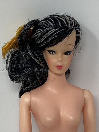 Vintage Clone Barbie Doll Black & White Streaked Hair U Uneeda ? Unique ?